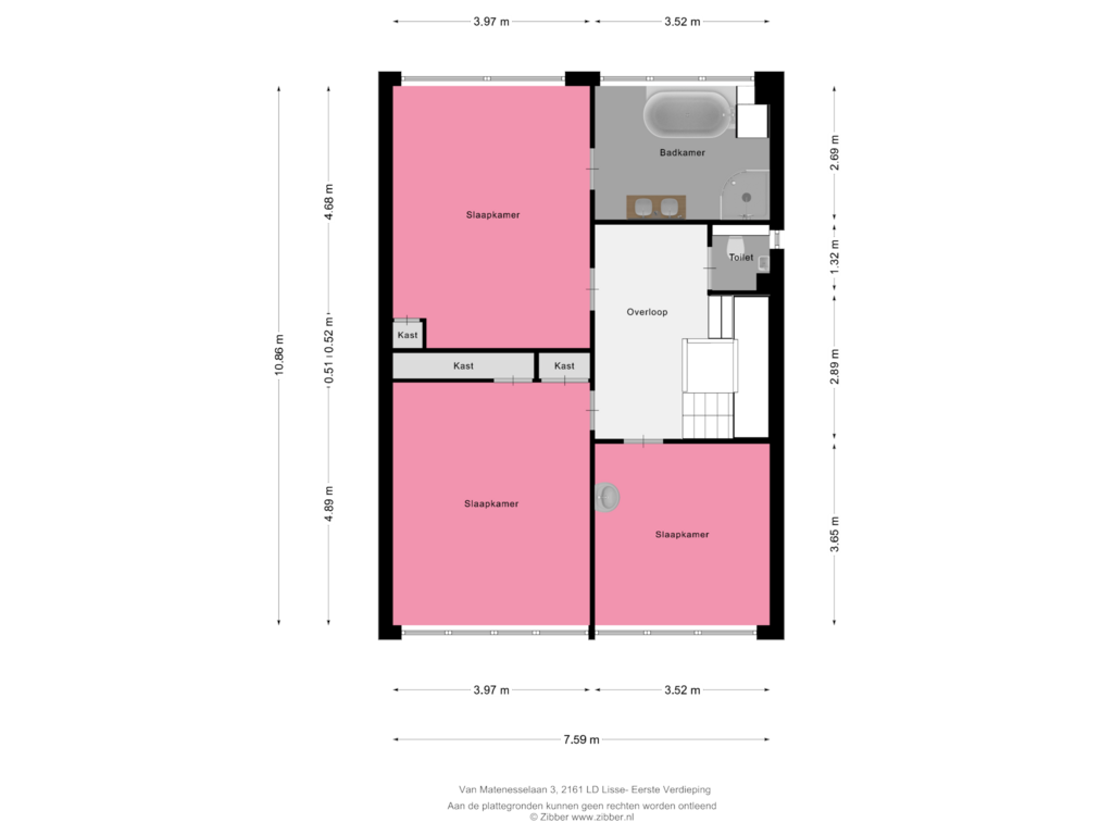 View floorplan of Eerste Verdieping of van Matenesselaan 3