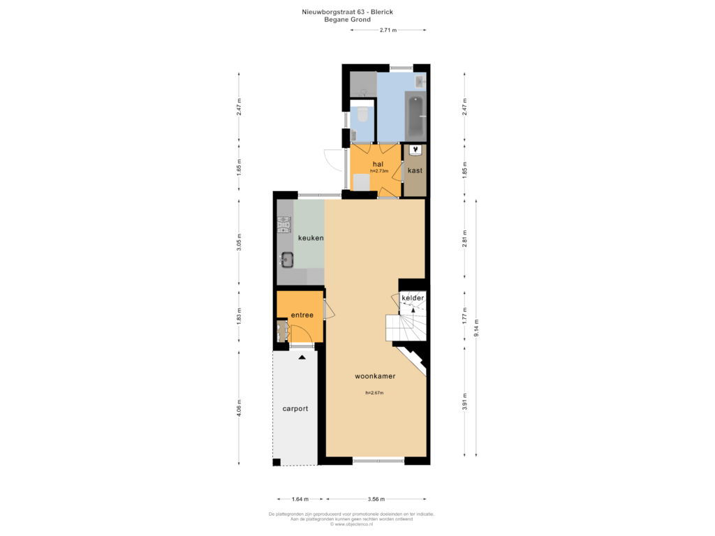 Bekijk plattegrond van Begane Grond van Nieuwborgstraat 63