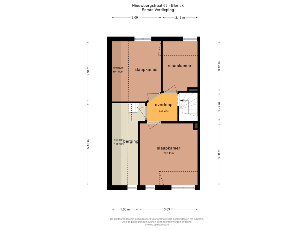 Bekijk plattegrond van Eerste Verdieping van Nieuwborgstraat 63