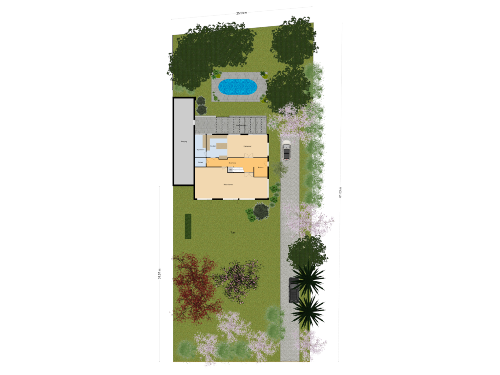 Bekijk plattegrond van begane grond tuin van Raaphorstlaan 23-B