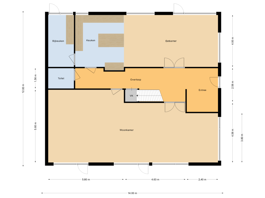 Bekijk plattegrond van begane grond van Raaphorstlaan 23-B