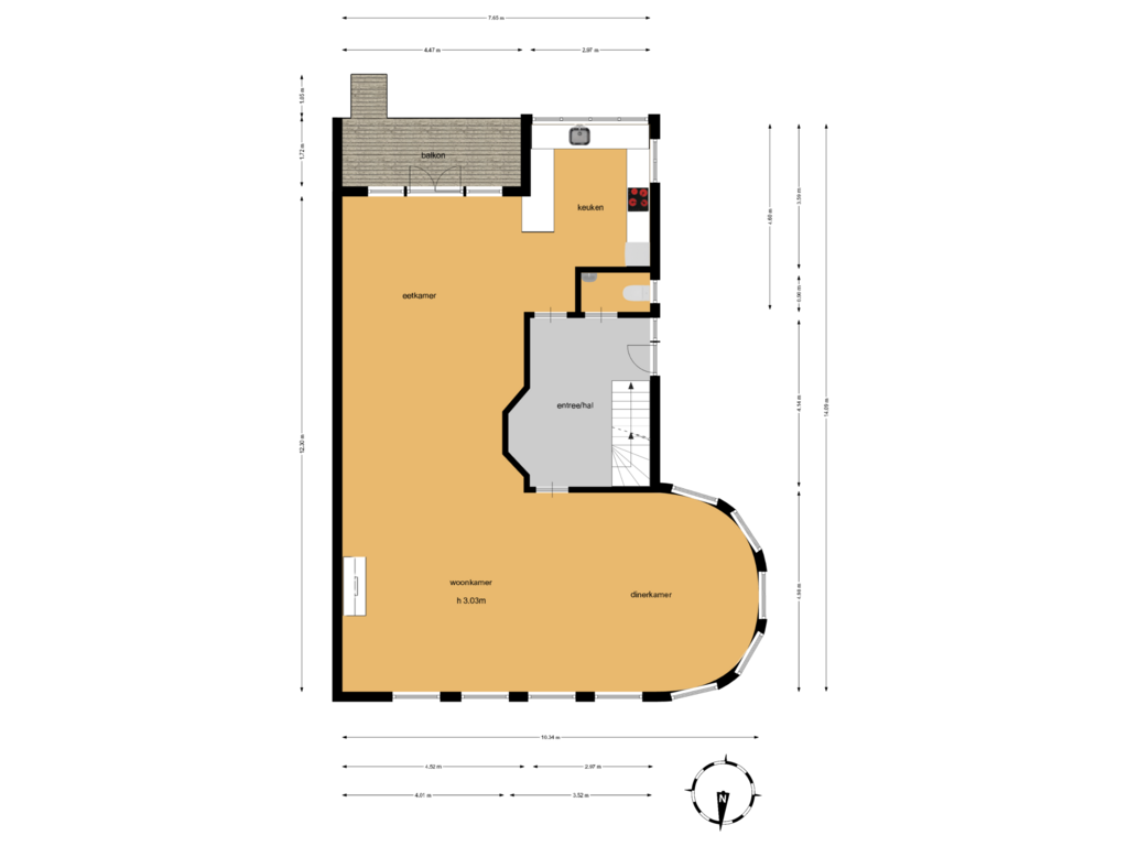 Bekijk plattegrond van Begane grond van Amsterdamseweg 266