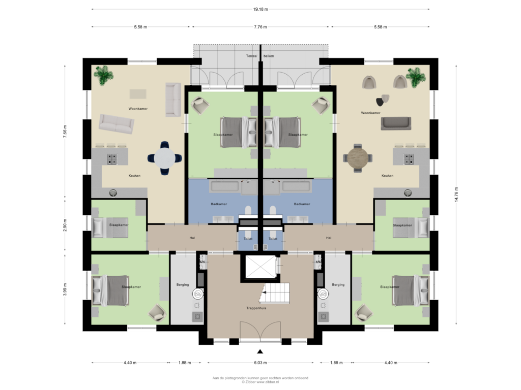 View floorplan of Begane Grond of 4-kamerappartement begane grond & garagebox (Bouwnr. 2)