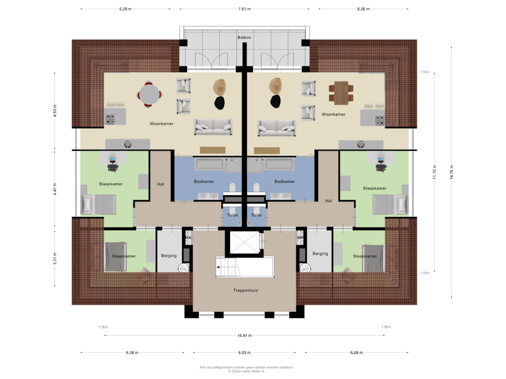 View floorplan of Eerste verdieping of 4-kamerappartement begane grond & garagebox (Bouwnr. 2)