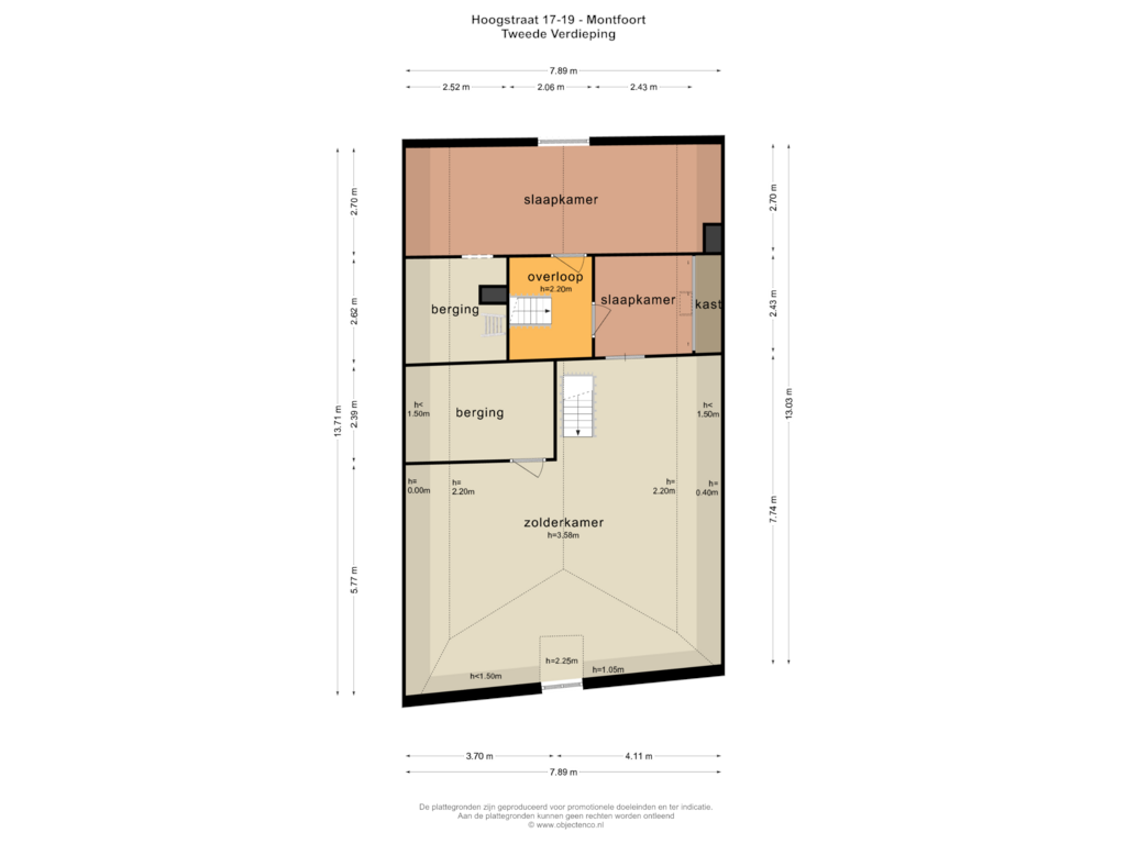 Bekijk plattegrond van TWEEDE VERDIEPING van Hoogstraat 17