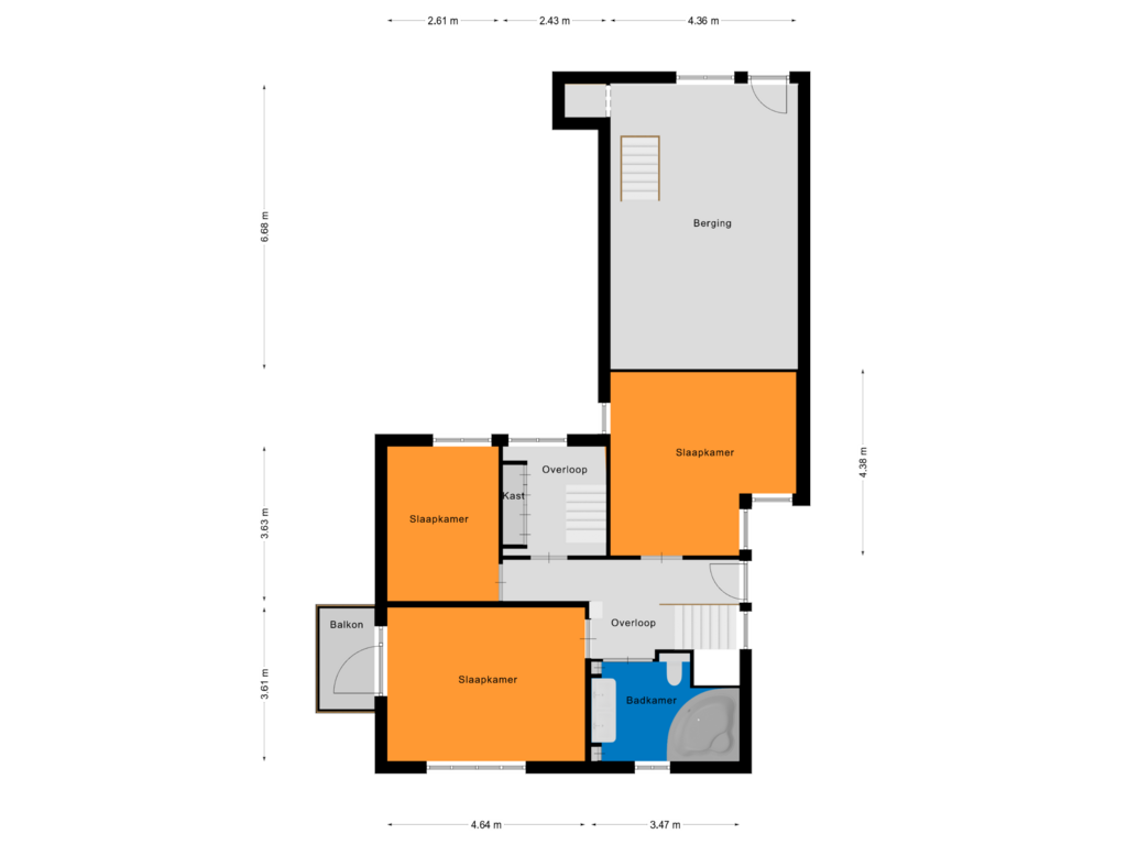 View floorplan of Eerste verdieping of Gasthuisstraat 123