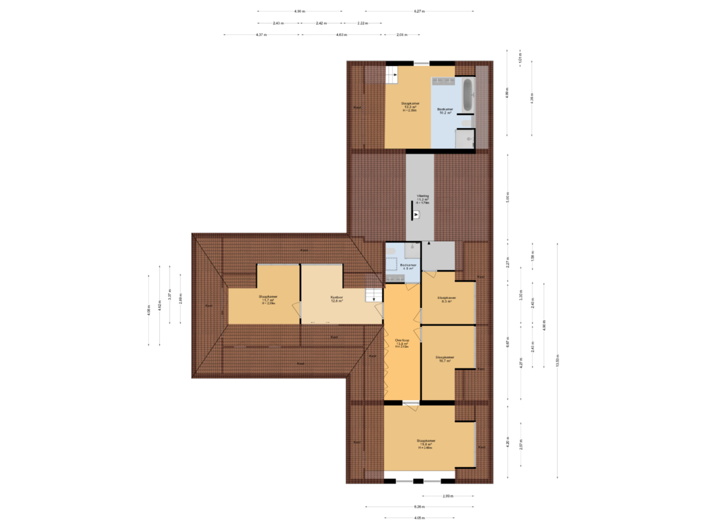 Bekijk plattegrond van 1e verdieping van De Hege Bouwen 19