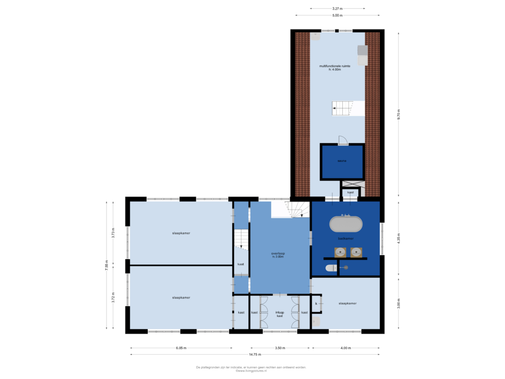 View floorplan of 1e verdieping of Hazeldonk 1