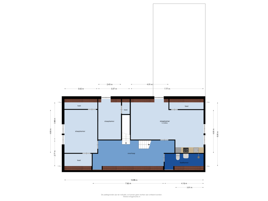 View floorplan of 2e verdieping of Hazeldonk 1