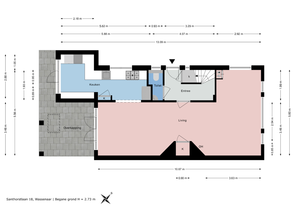 View floorplan of Begane grond of Santhorstlaan 18