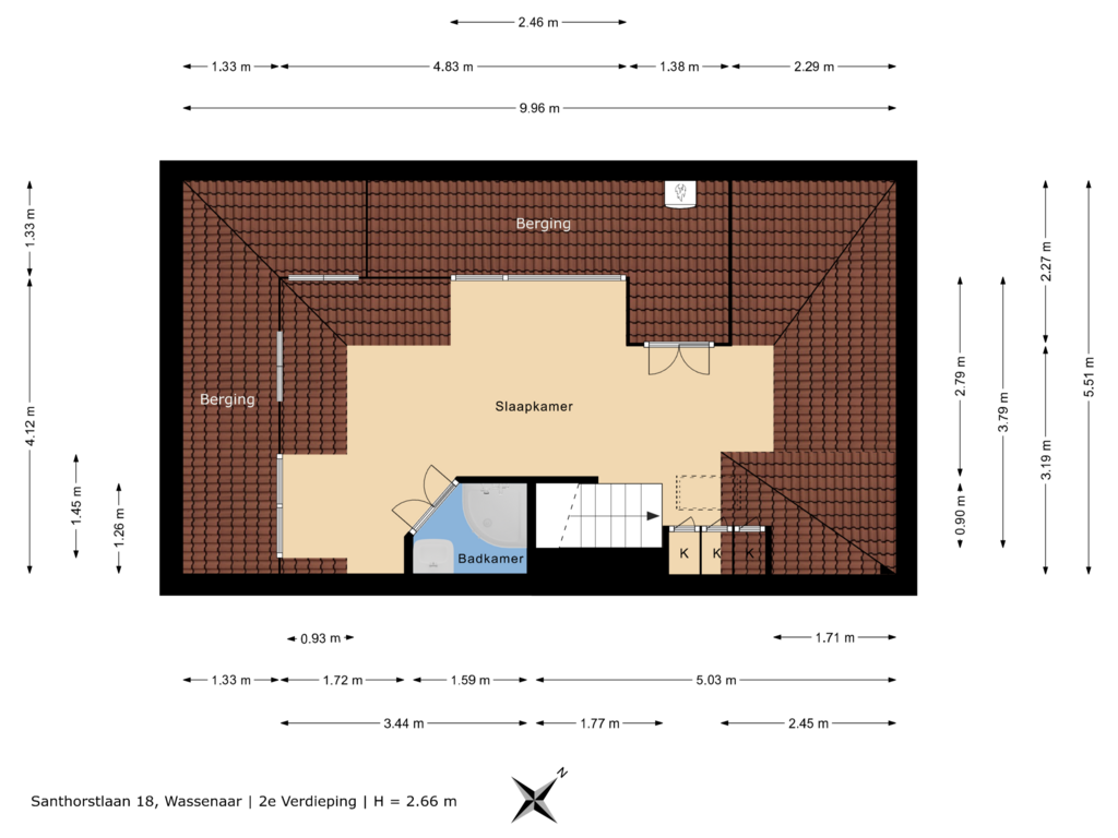 View floorplan of 2e Verdieping of Santhorstlaan 18