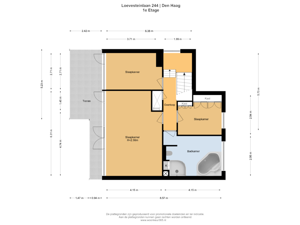 Bekijk plattegrond van 1e Etage van Loevesteinlaan 244