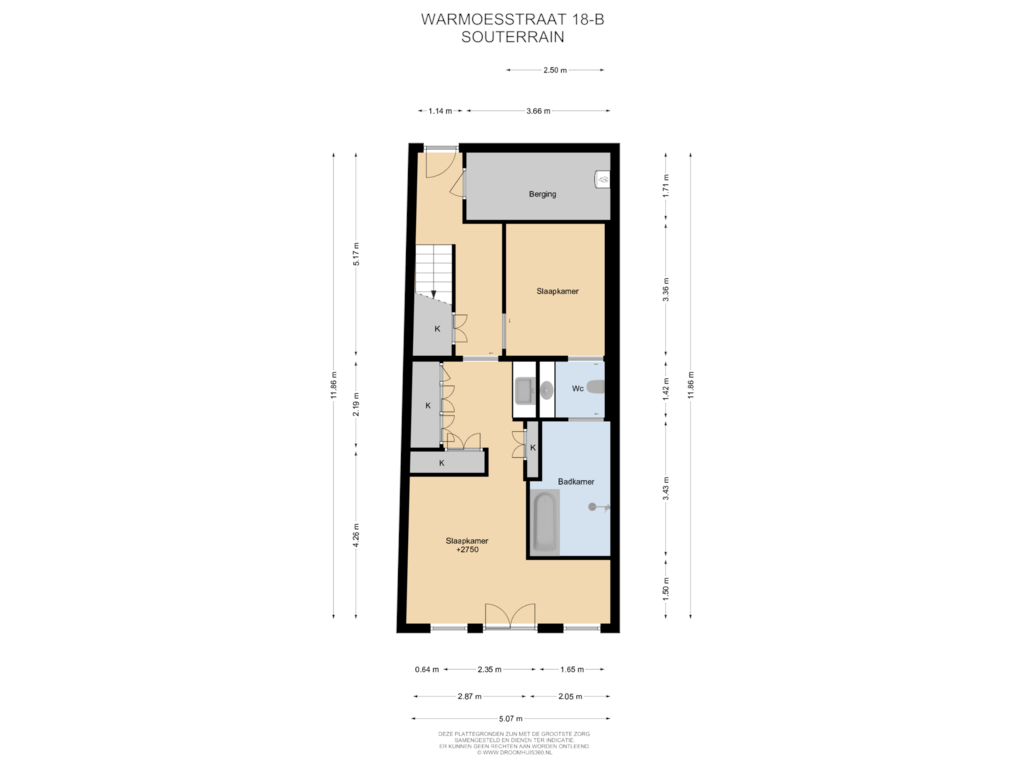 Bekijk plattegrond van Souterrain van Warmoesstraat 18-B