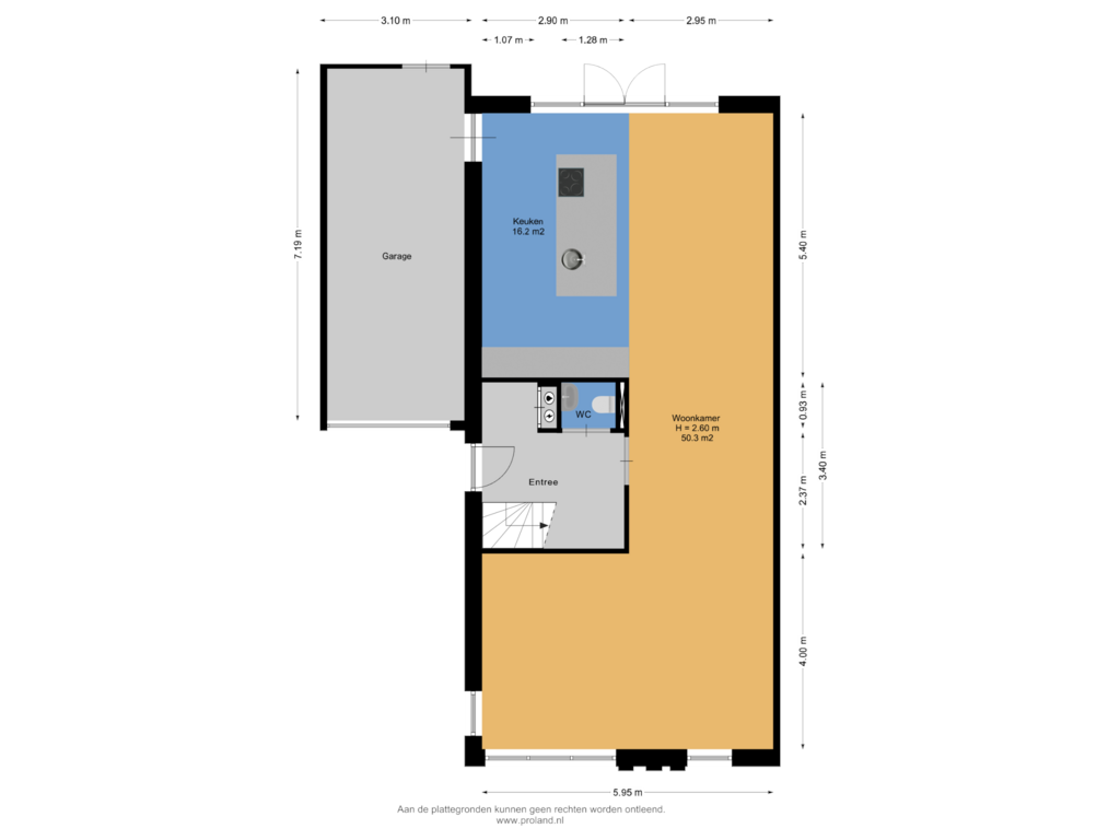 View floorplan of Begane Grond of 2-onder-1 kap (Bouwnr. 1)