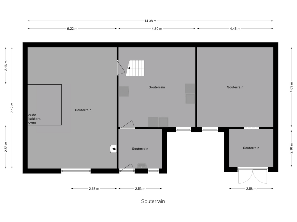 Bekijk plattegrond van Souterrain van Pastoriedijk 280