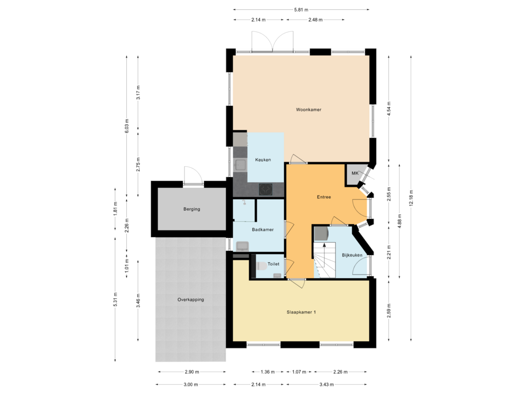 Bekijk plattegrond van Begane Grond van Slagdijk 1-N8