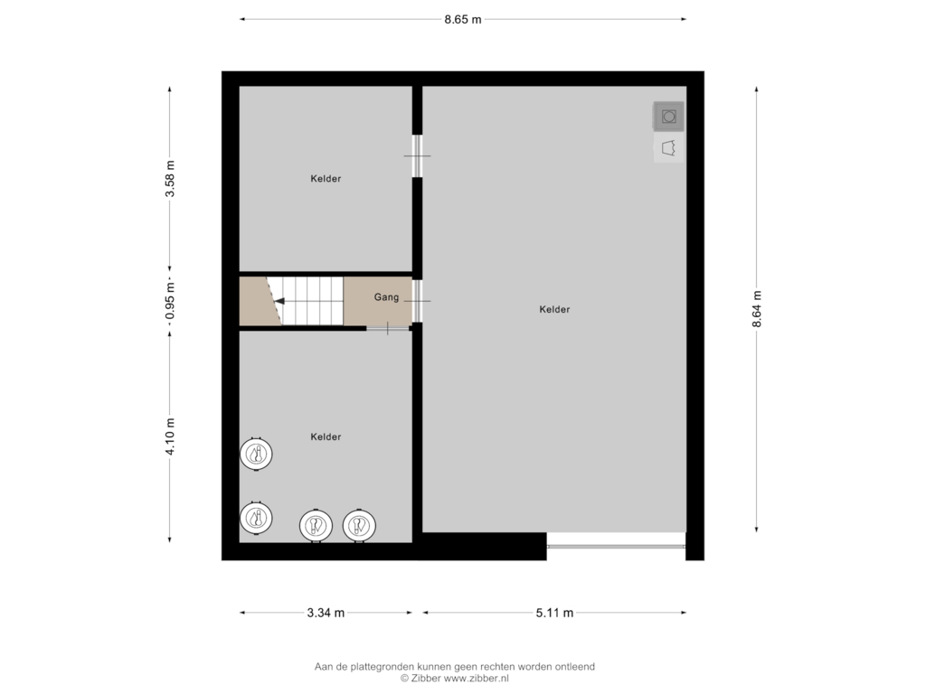 View floorplan of Kelder of Van Lennepweg 13