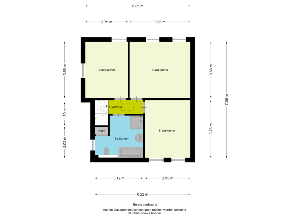 View floorplan of Eerste verdieping of Stalbergweg 211