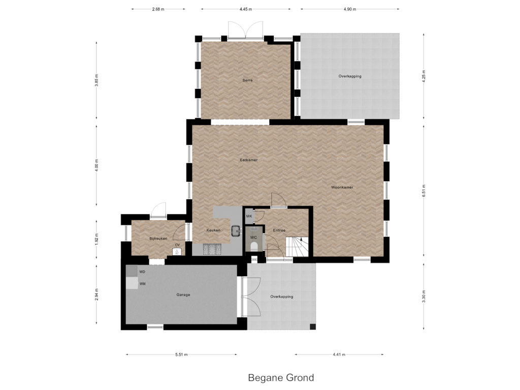 View floorplan of Begane Grond of Kerkmeerweg 8