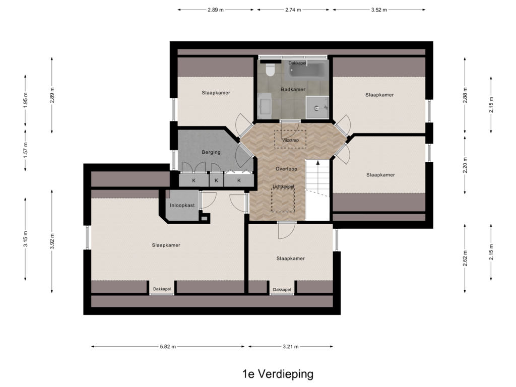 View floorplan of 1e Verdieping of Kerkmeerweg 8