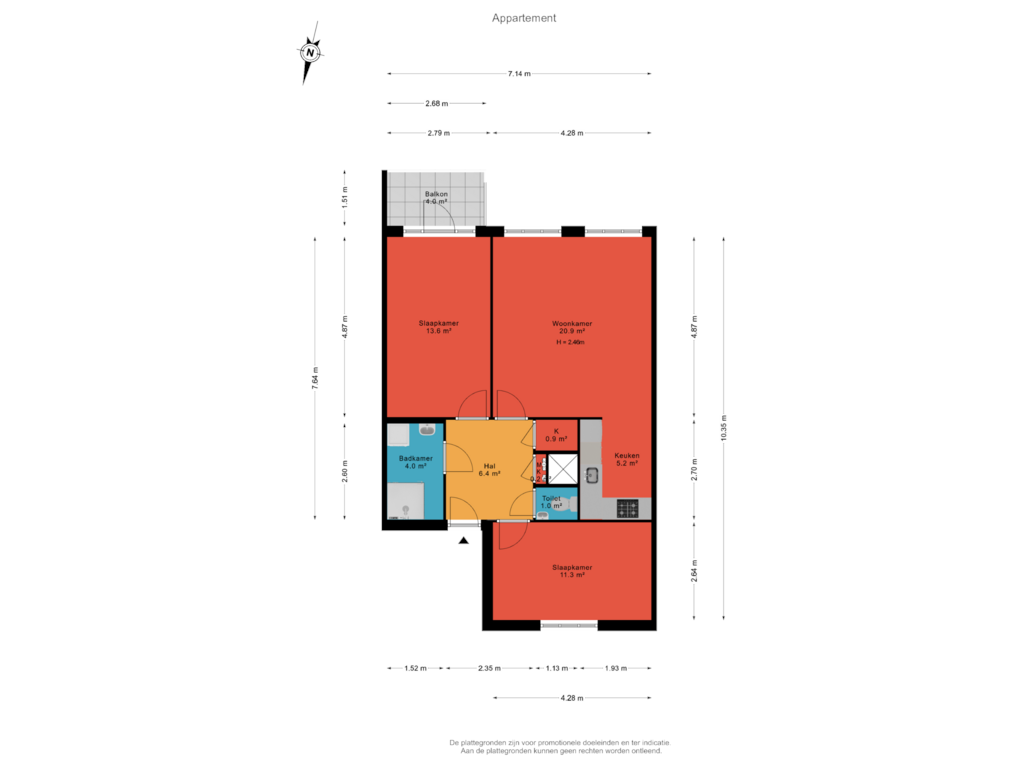 Bekijk plattegrond van Appartement van Scharlakenstraat 43