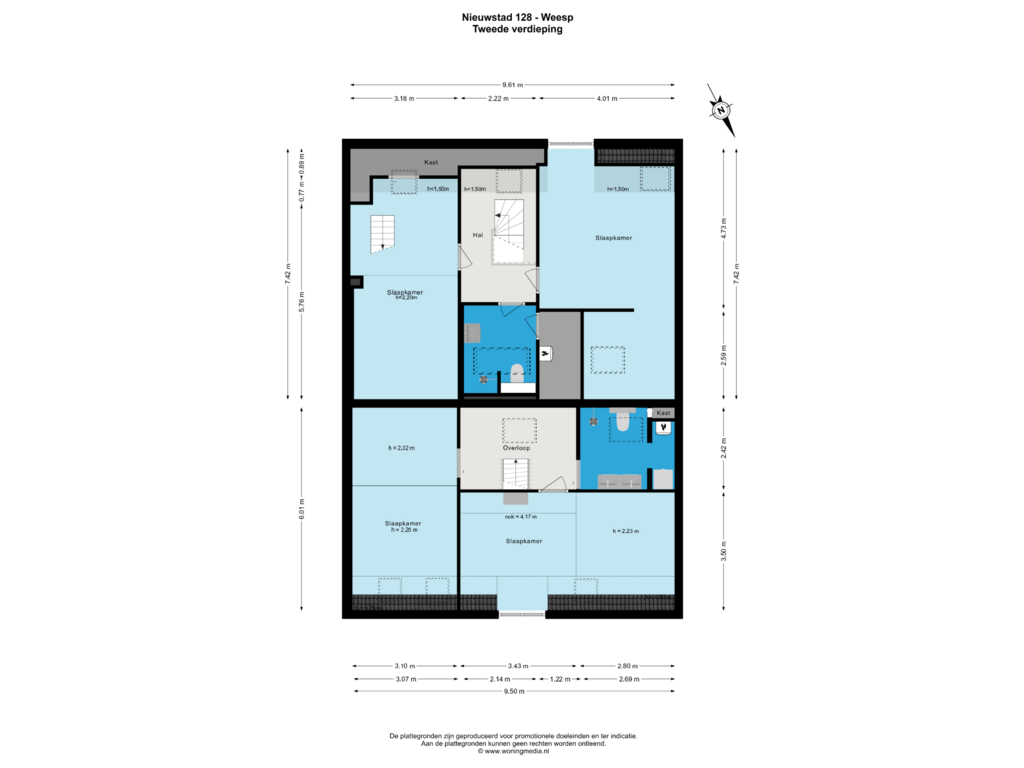 View floorplan of Tweede verdieping of Nieuwstad 128