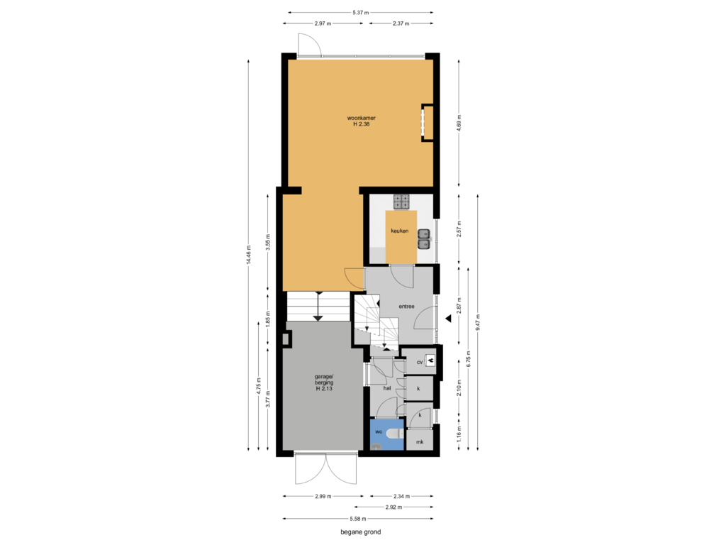 View floorplan of begane grond of Poortlaan 43