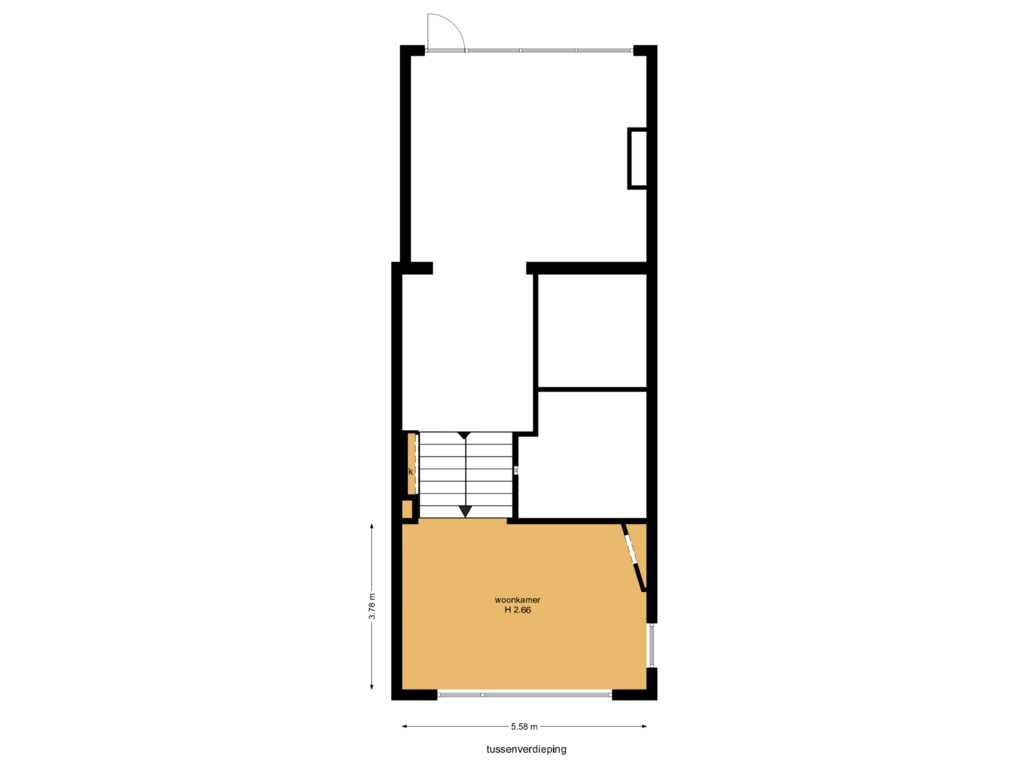 View floorplan of tussenverdieping of Poortlaan 43