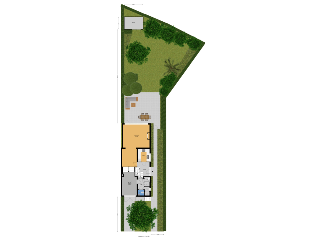 View floorplan of begane grond en tuin of Poortlaan 43