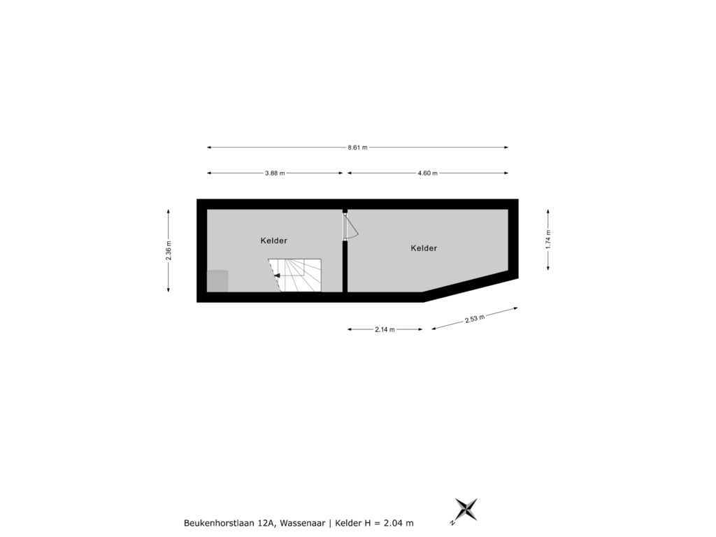 Bekijk plattegrond van Kelder van Beukenhorstlaan 12-A