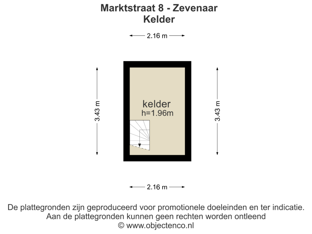 Bekijk plattegrond van Kelder  van Marktstraat 8