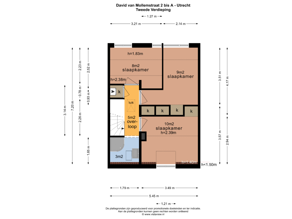 Bekijk plattegrond van TWEEDE VERDIEPING van David van Mollemstraat 2-BSA