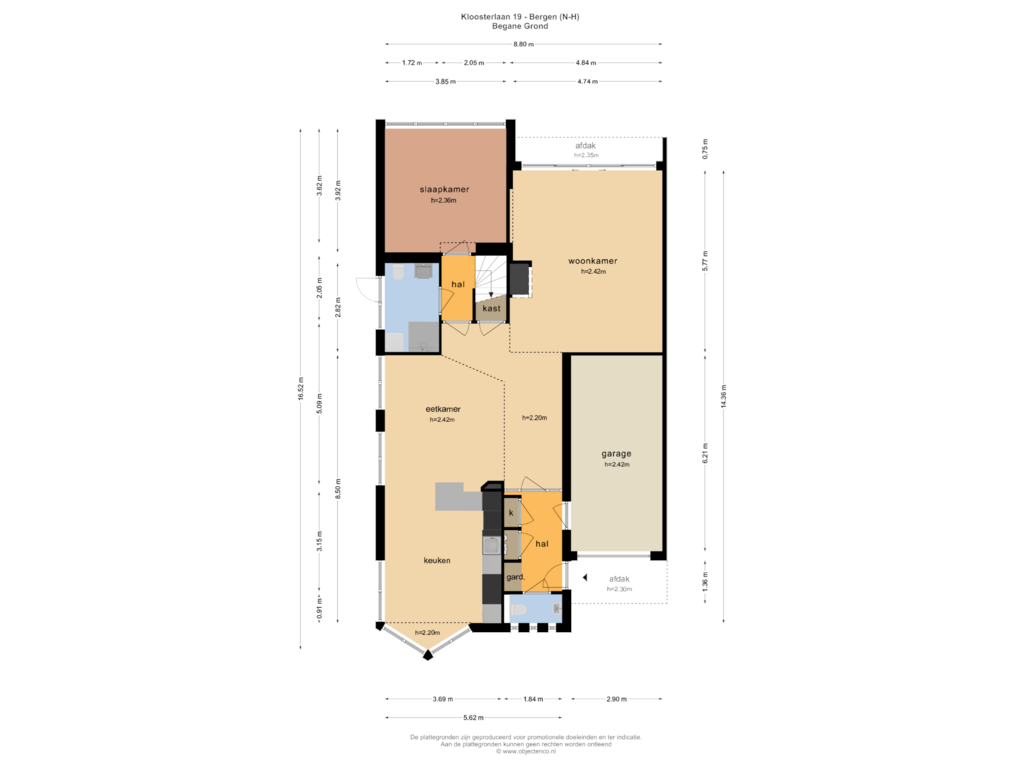 Bekijk plattegrond van BEGANE GROND van Kloosterlaan 19