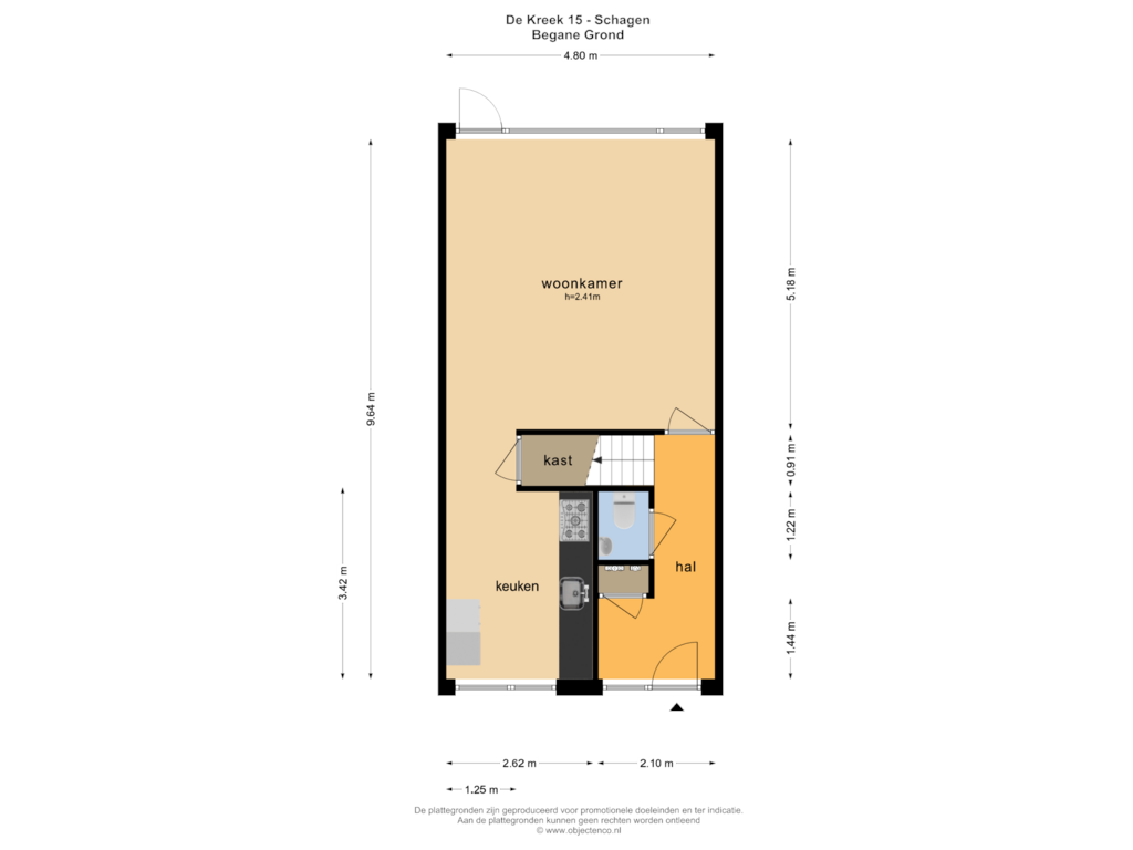 Bekijk plattegrond van BEGANE GROND van de Kreek 15