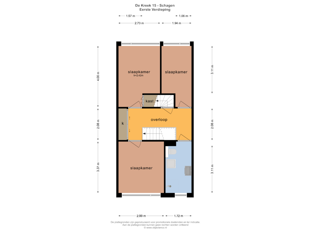 Bekijk plattegrond van EERSTE VERDIEPING van de Kreek 15