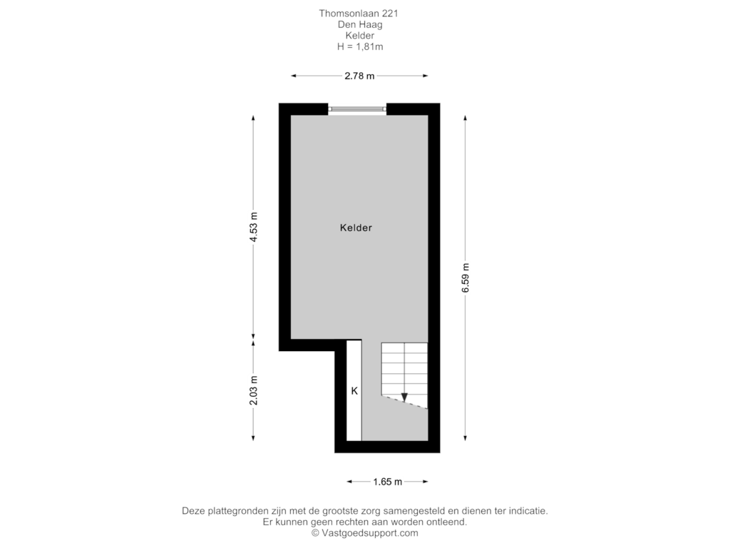 Bekijk plattegrond van Kelder van Thomsonlaan 221