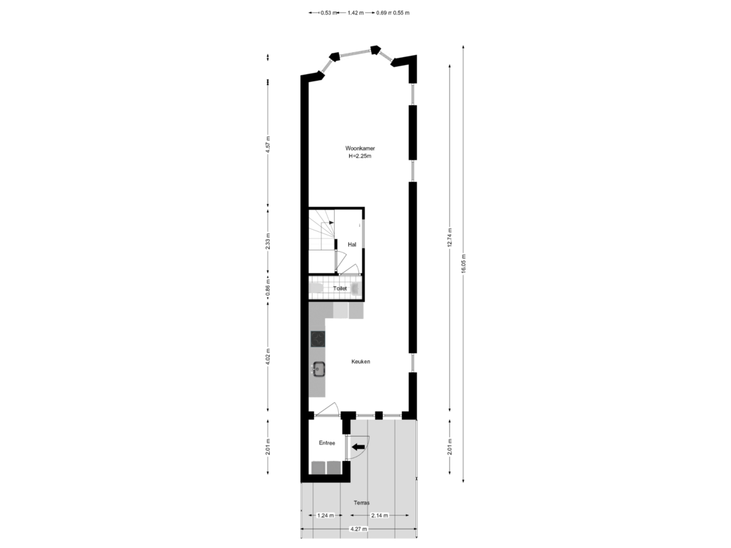 View floorplan of Woonverdieping of 't Vosje 22