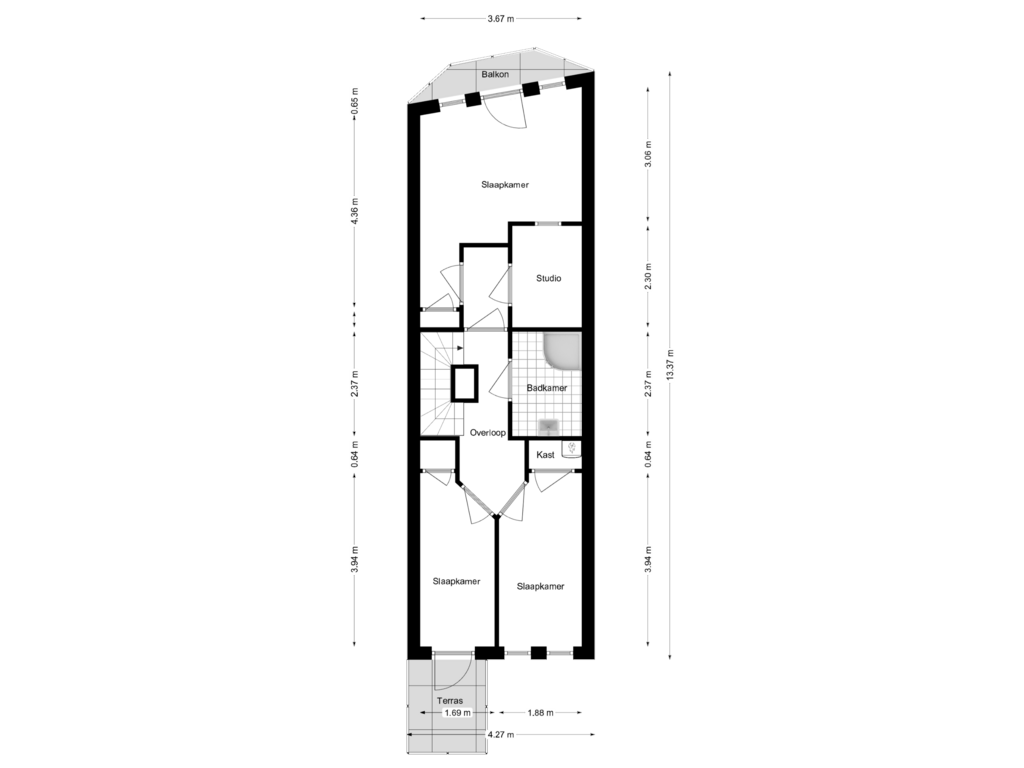 View floorplan of 1e Verdieping of 't Vosje 22