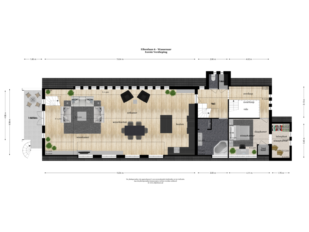 Bekijk plattegrond van EERSTE VERDIEPING van Eikenlaan 6