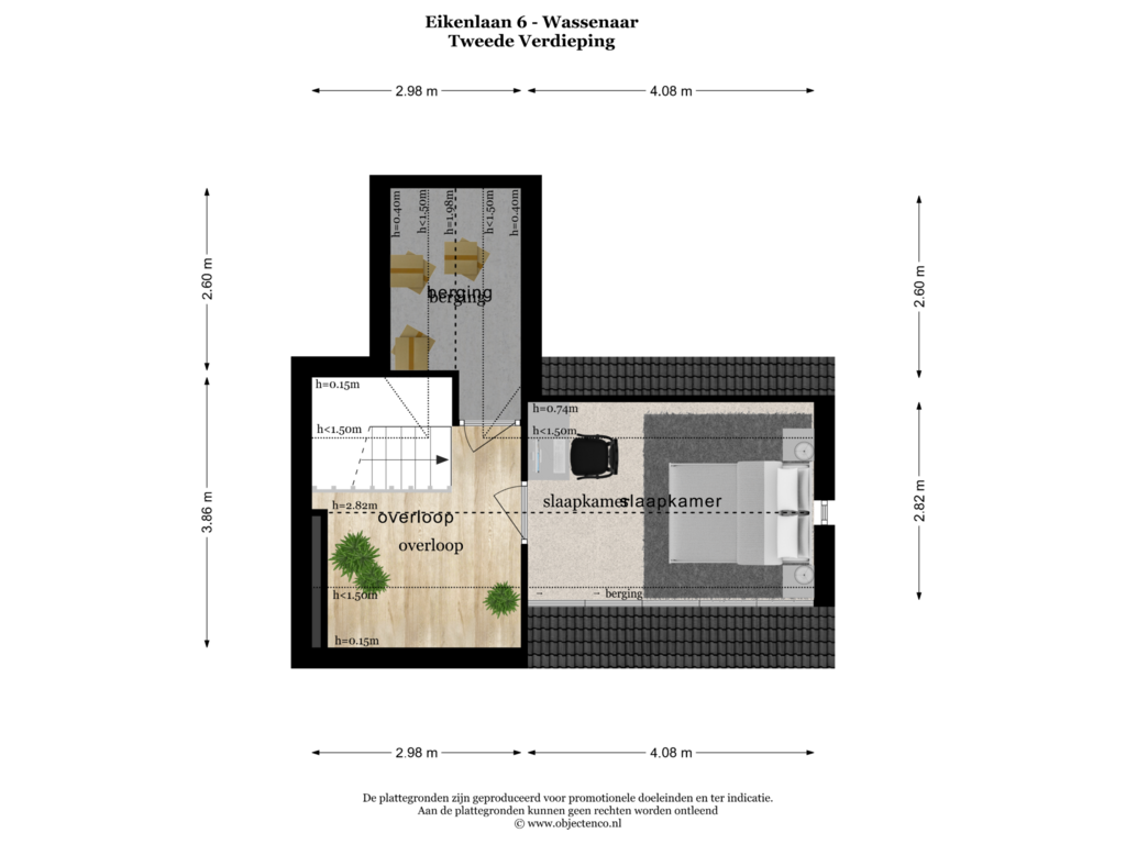 Bekijk plattegrond van TWEEDE VERDIEPING van Eikenlaan 6