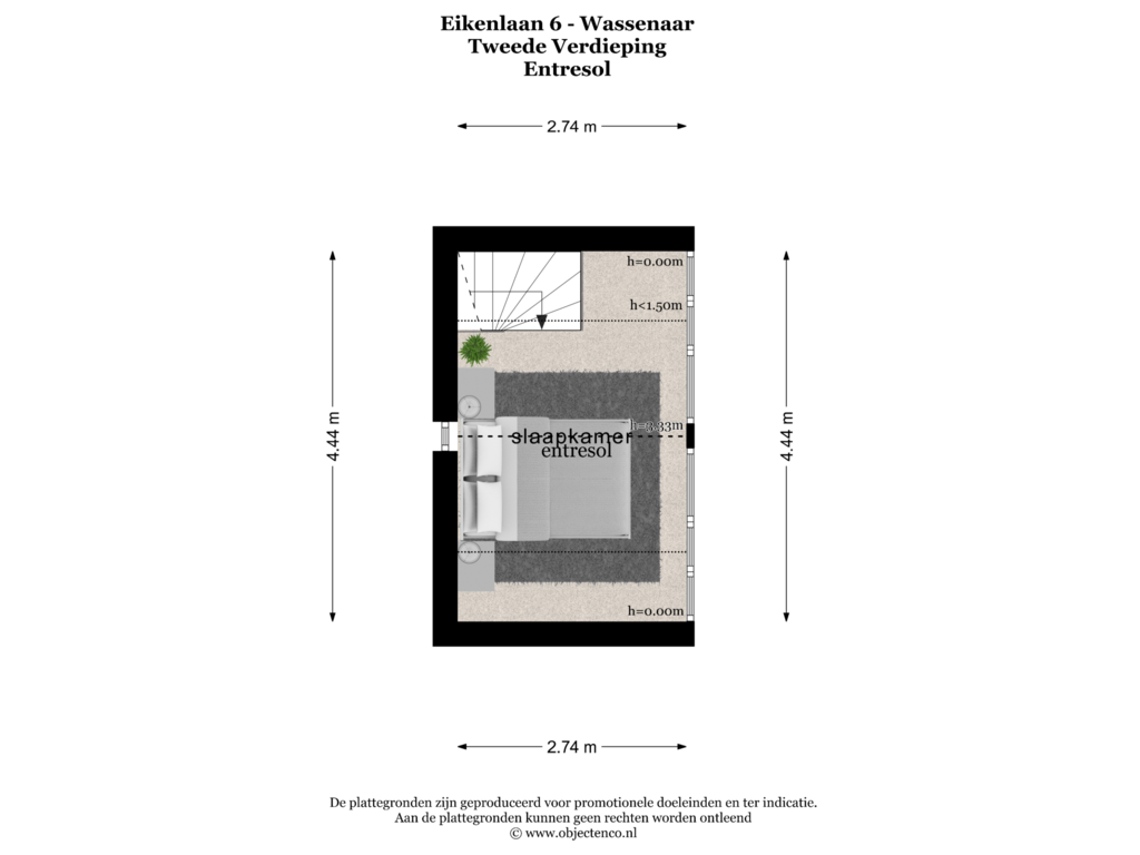 Bekijk plattegrond van TWEEDE VERDIEPING van Eikenlaan 6