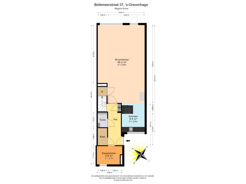 Bekijk plattegrond van Begane Grond van Bellemeerstraat 37