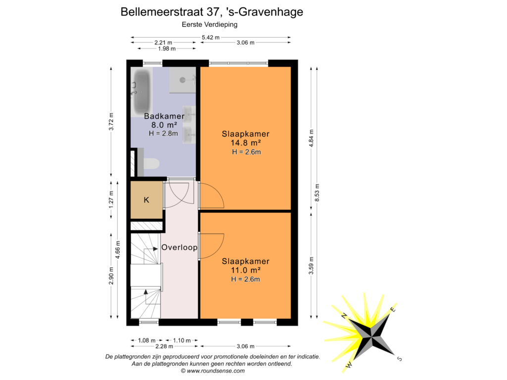 Bekijk plattegrond van Eerste Verdieping van Bellemeerstraat 37