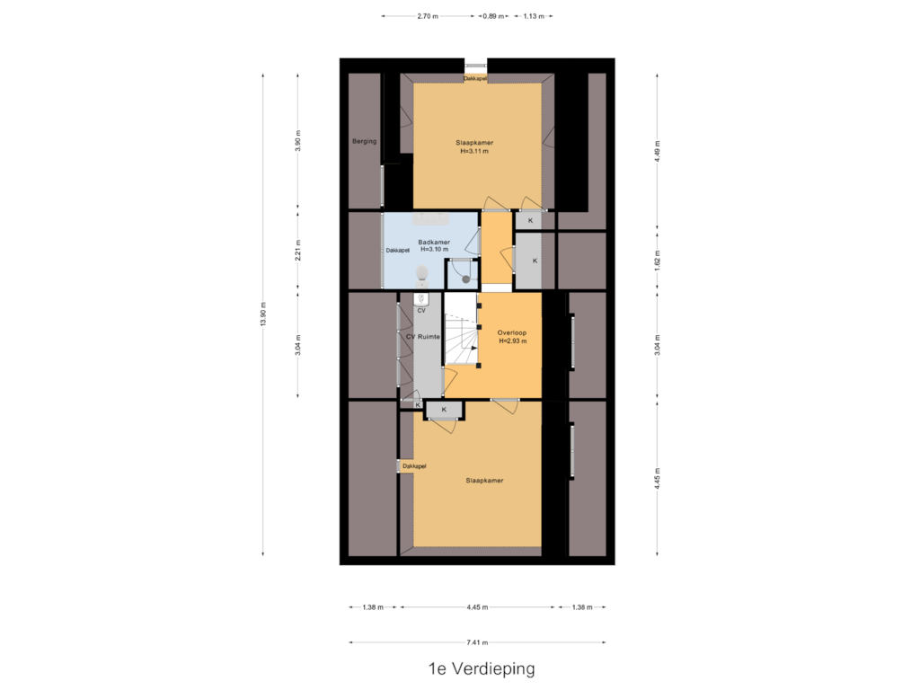 Bekijk plattegrond van 1e Verdieping van Kluunvenneweg 2