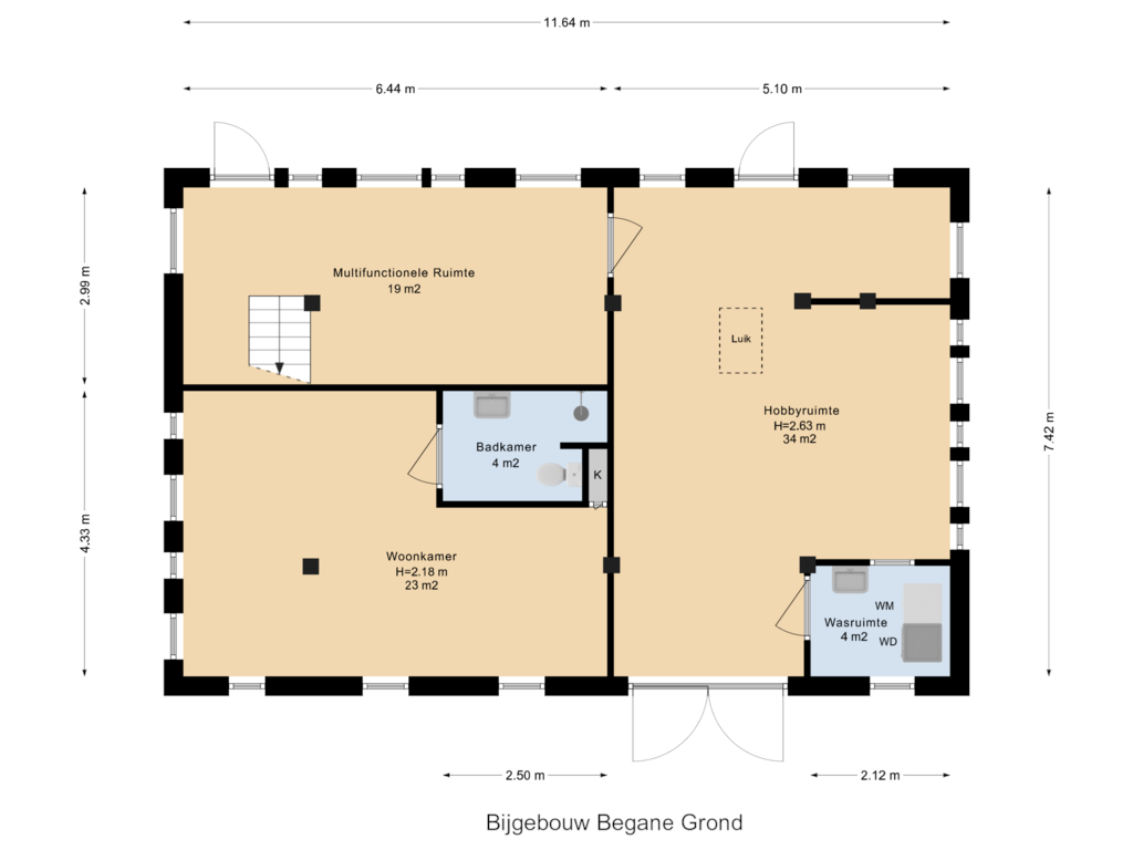 Bekijk plattegrond van Bijgebouw Begane Grond van Kluunvenneweg 2