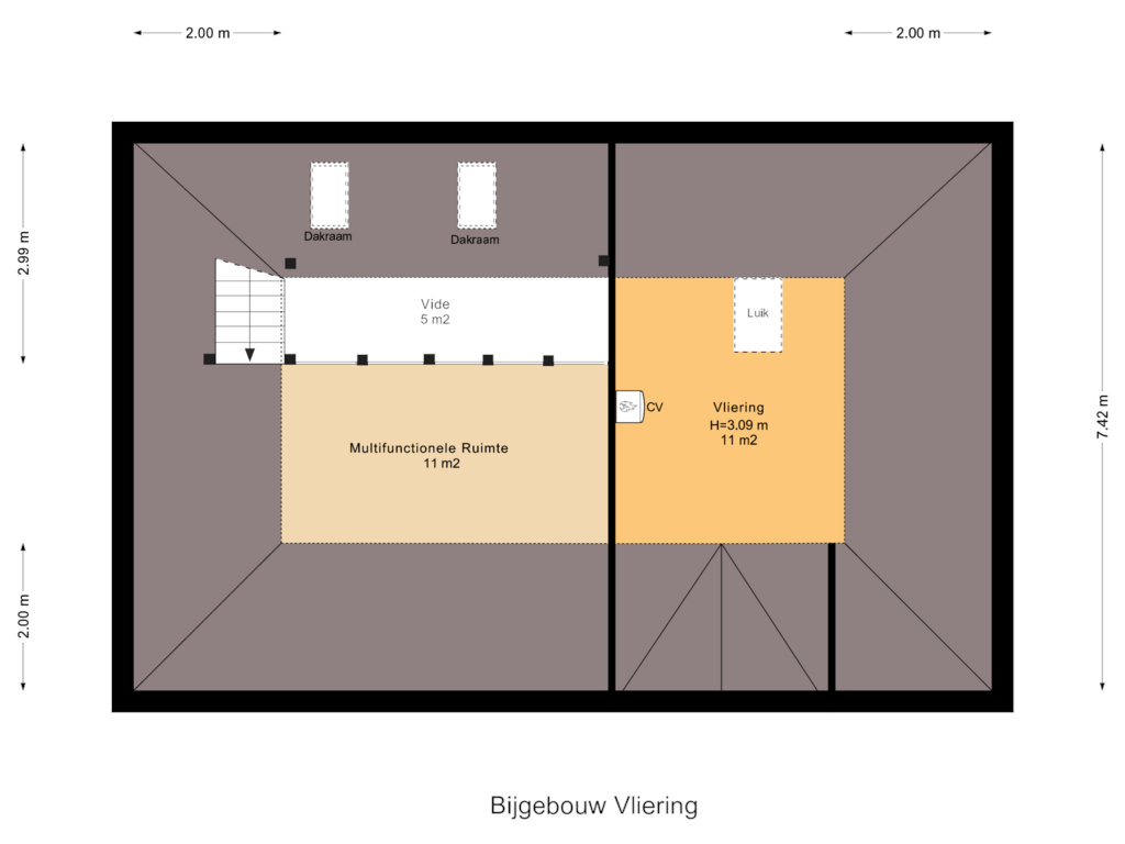 Bekijk plattegrond van Bijgebouw Vliering van Kluunvenneweg 2