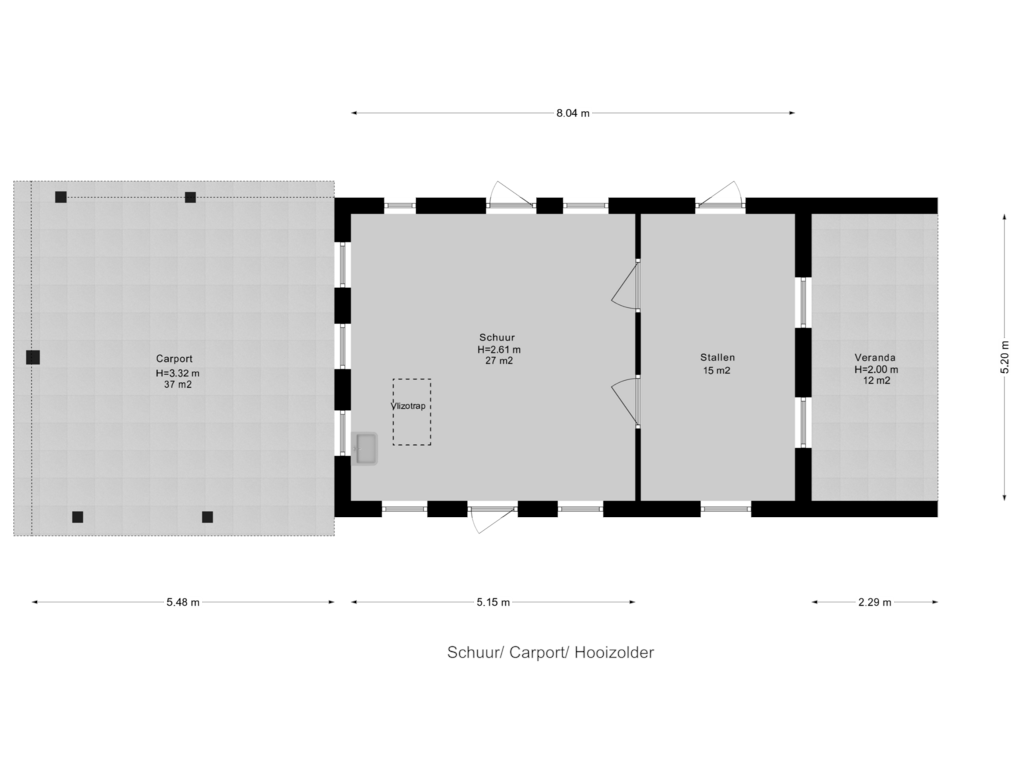 Bekijk plattegrond van Schuur/ Carport/ Hooizolder van Kluunvenneweg 2