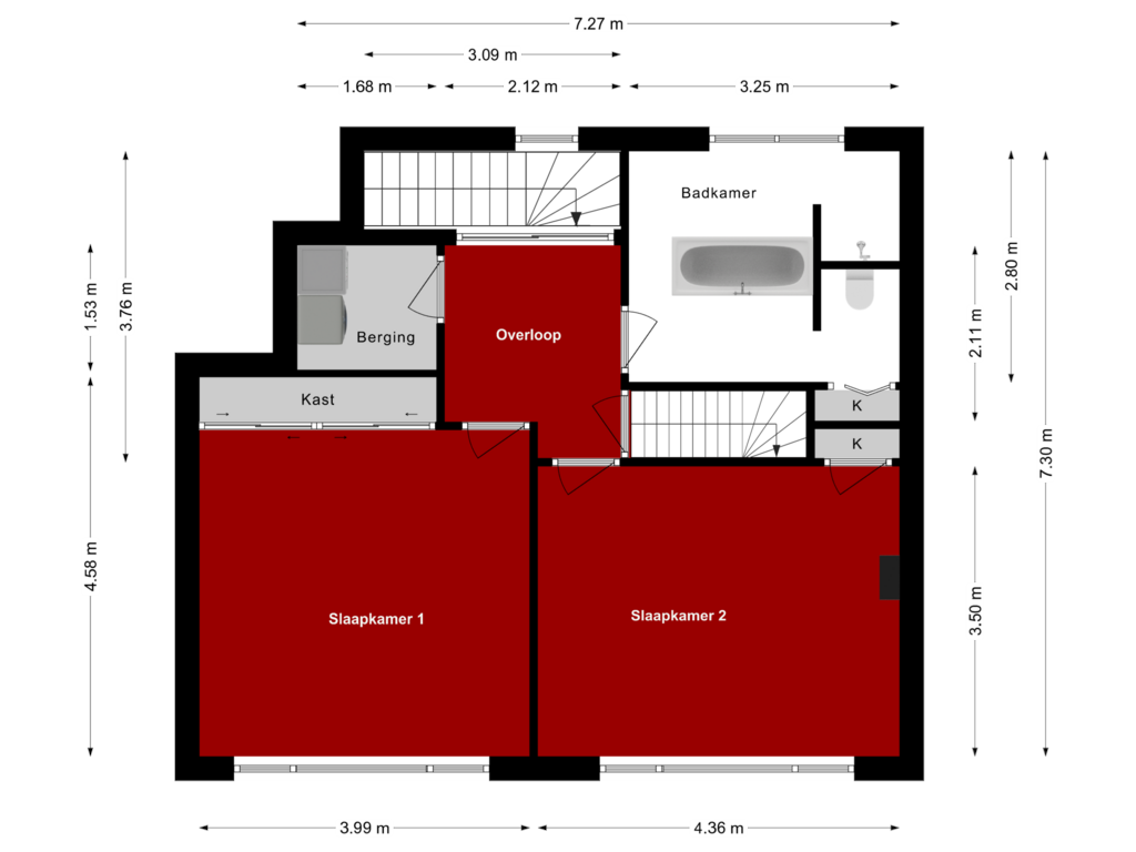 View floorplan of Eerste verdieping (Deel 1) of Luikerweg 27