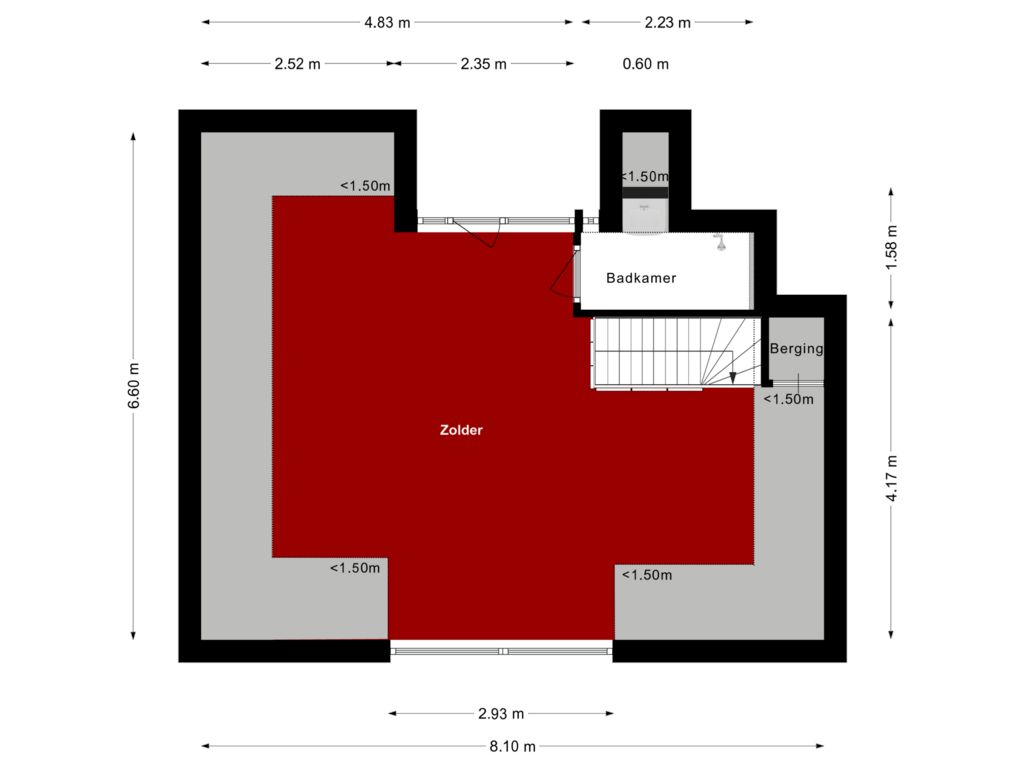 View floorplan of Tweede verdieping of Luikerweg 27