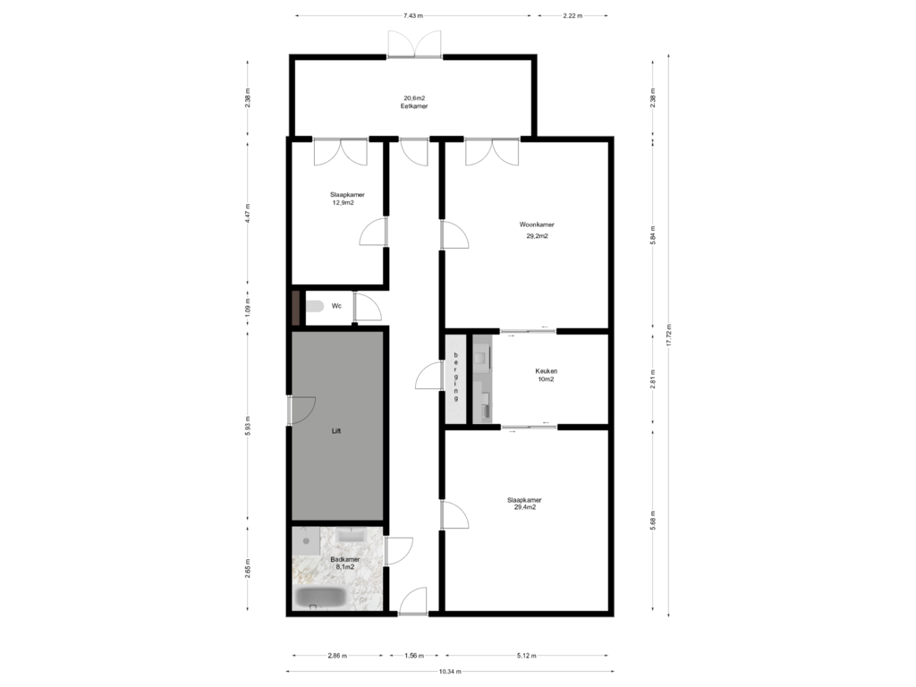 View floorplan of First floor of Hoogstraat 37